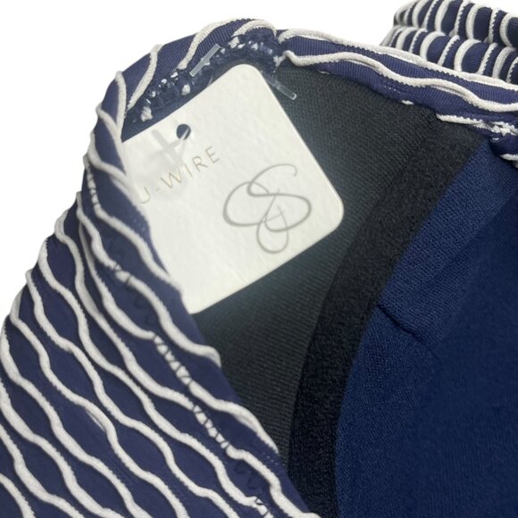 NEW Jessica Simpson Large One Piece Swimsuit Navy Textured Gold Underwire Modest - Picture 9 of 9